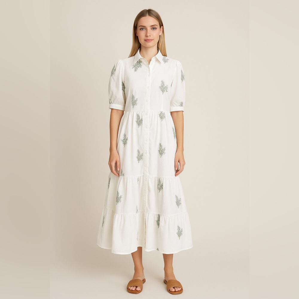✨ White and Green Ruffle Dress – Size M (NWT) ✨ - Picture 11 of 11
